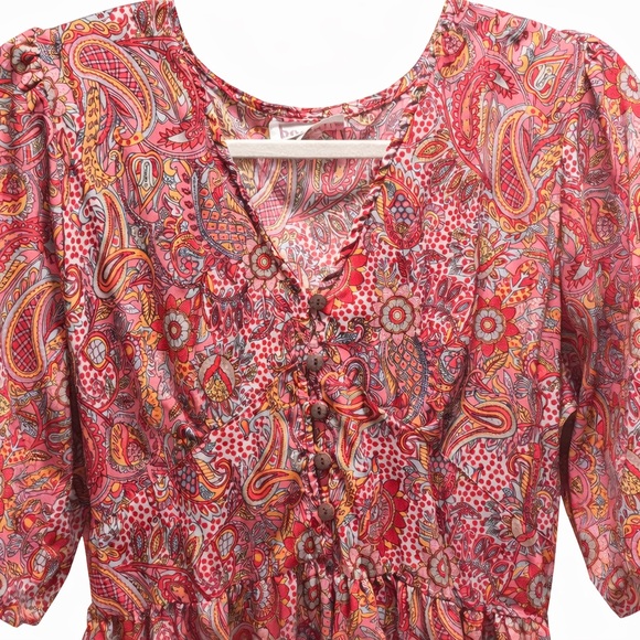 Boemo Pink Paisley Boho Maxi Dress | Size L 🌸🌸🌸 Beautiful! - Picture 6 of 8